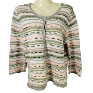 Serengeti Catalog.com Striped Knit Cardigan Sweater Women's Size M